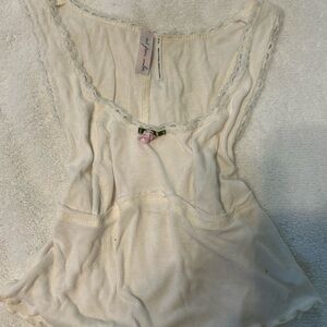 Urban Outfitters Cream Lace Trim Top